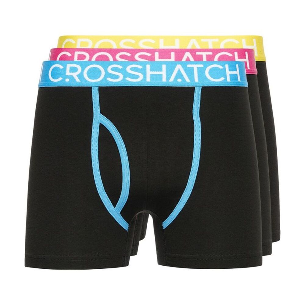 Crosshatch Mens Trioglow Boxer Shorts (Pack of 3) / Black